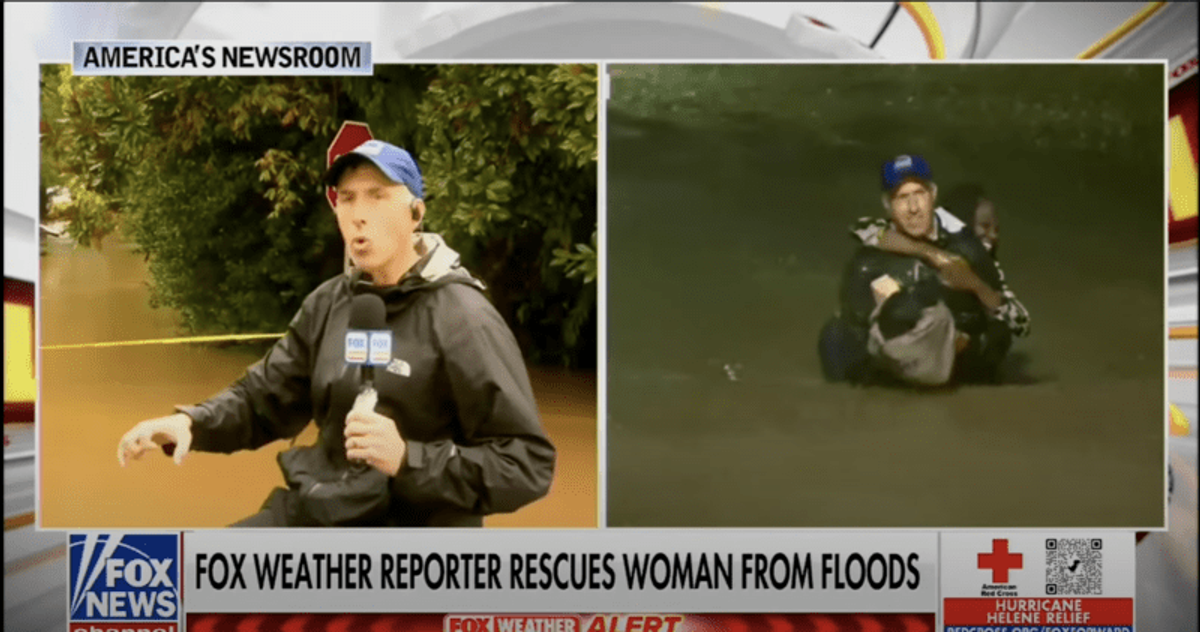 ‘I threw the microphone down’: Meteorologist rescues screaming woman from flooded car