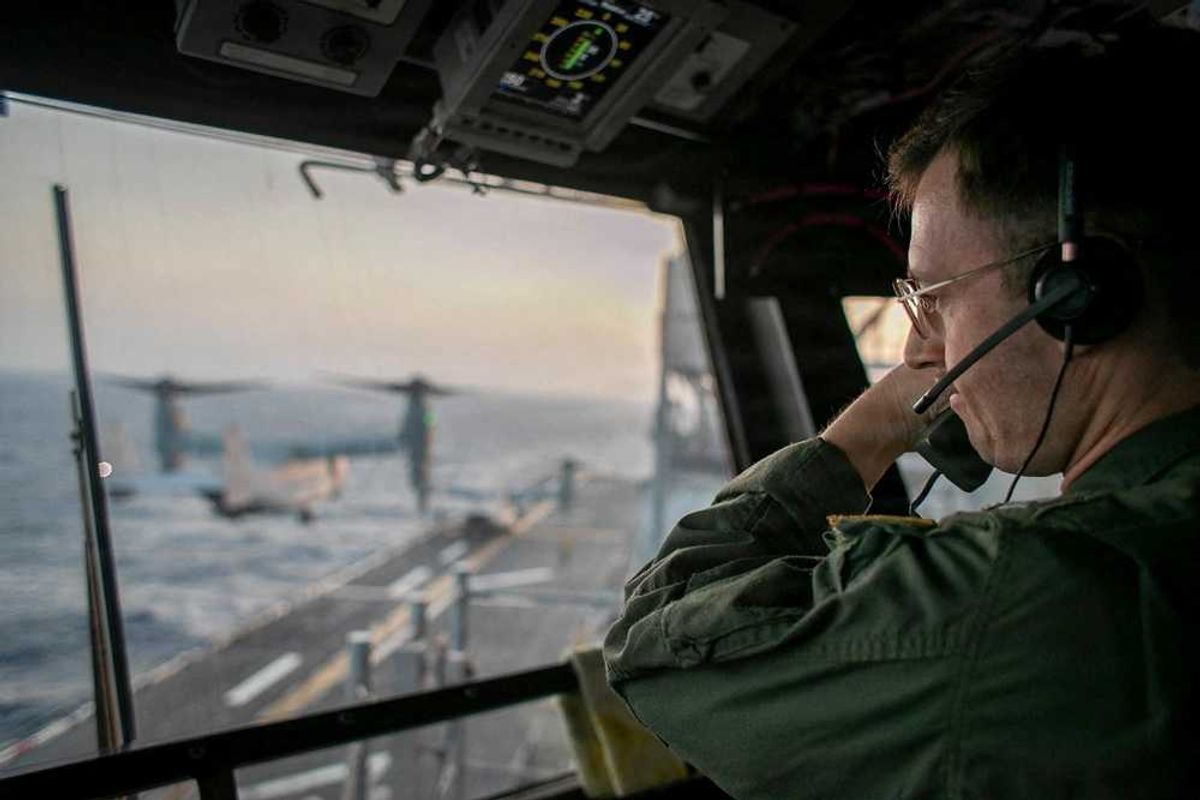 Navy searches for missing crew member after helicopter makes emergency Arabian Sea landing