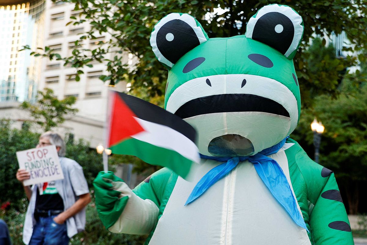 'I am worried': Anti-Trump protester in frog costume speaks out after right-wing unmasking