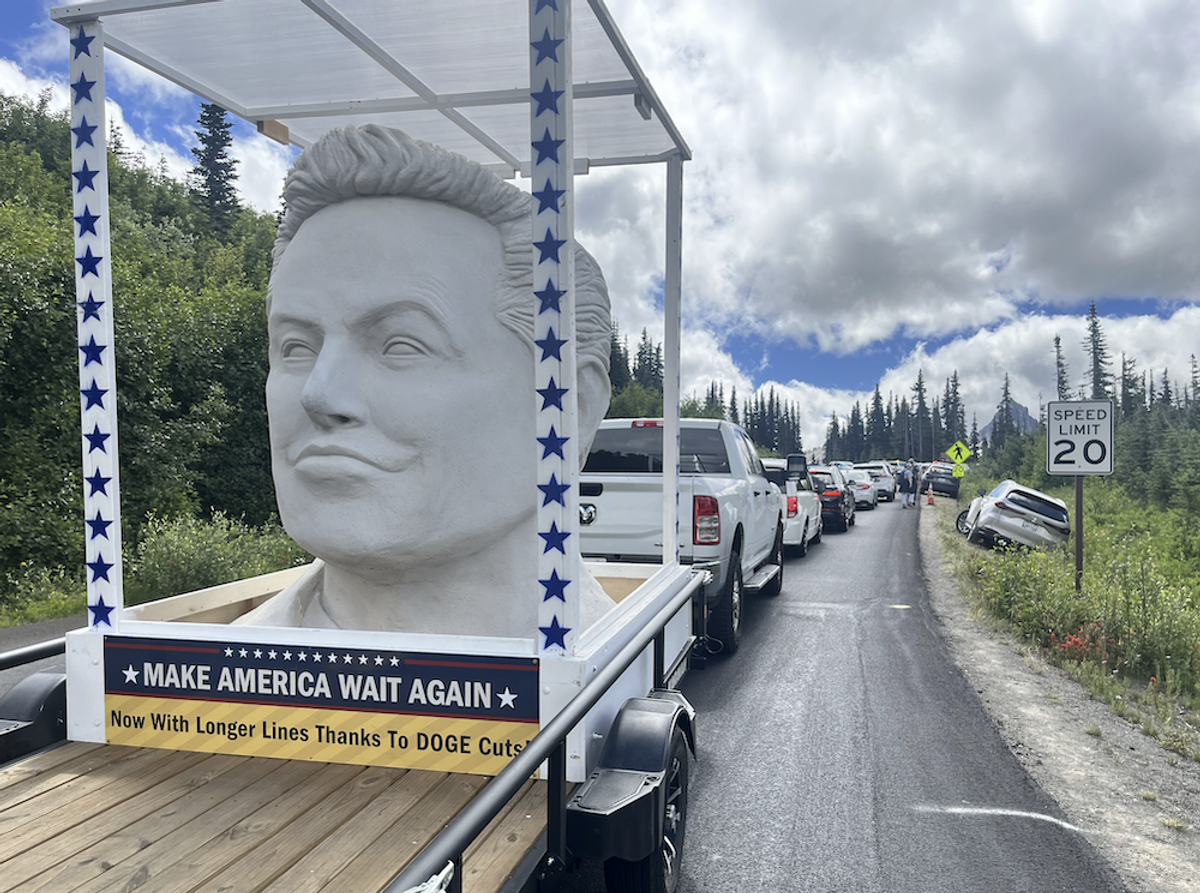 'Make America Wait Again': Giant heads mocking Elon Musk appear in national parks