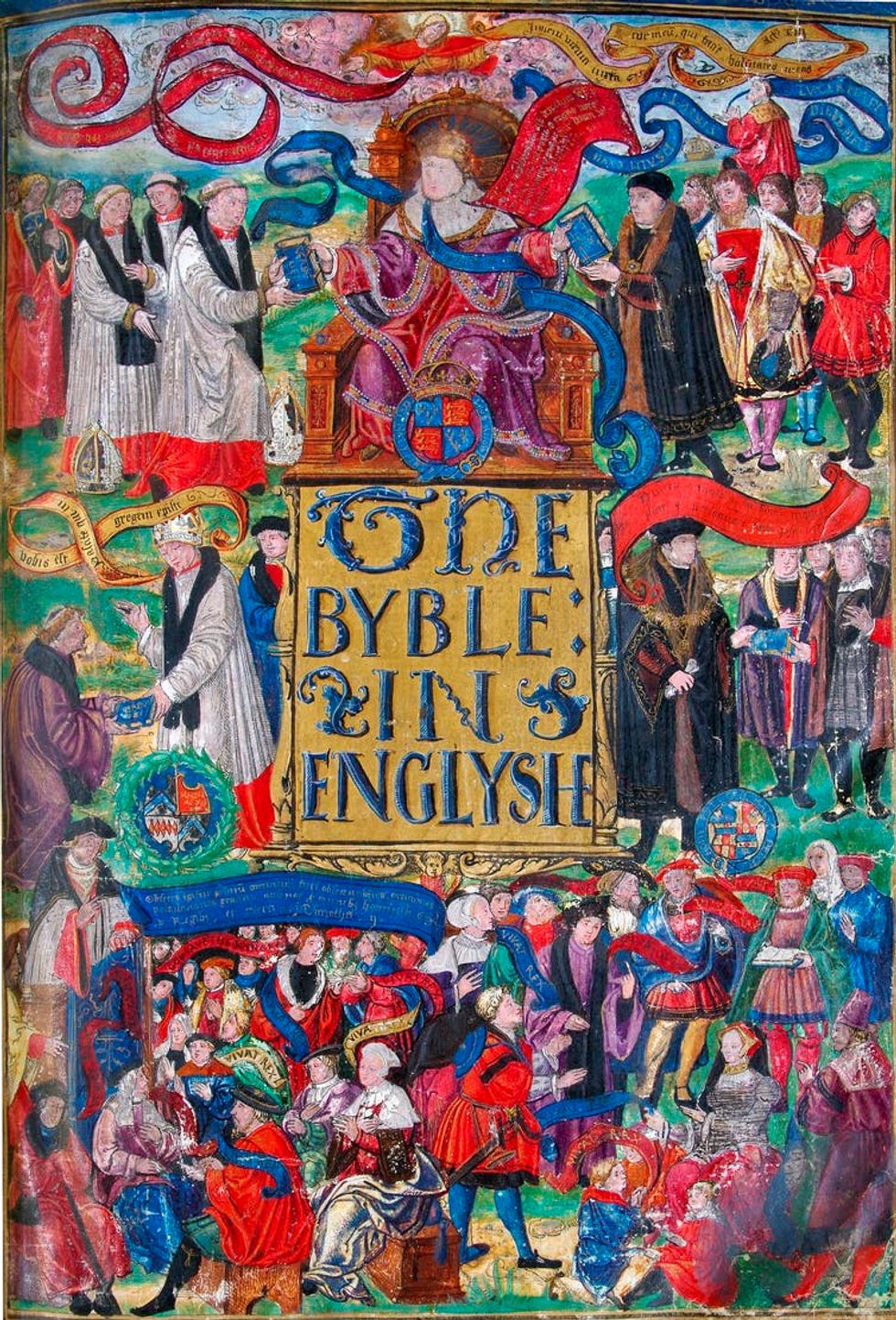 A photograph of the Great Bible's title page.