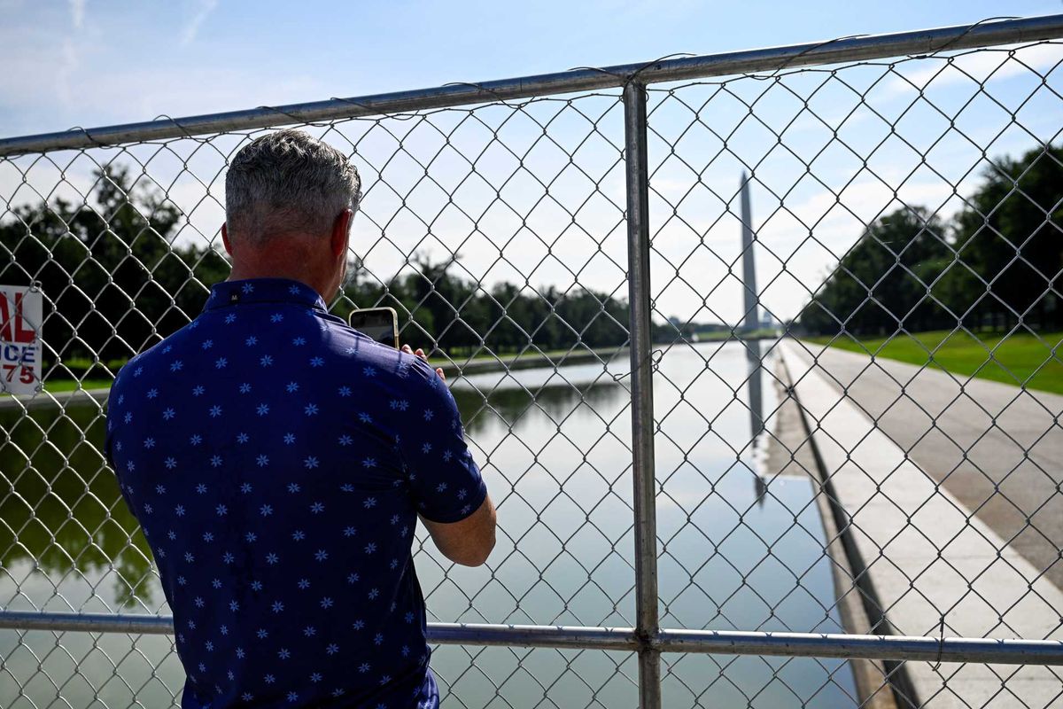 Tarps hiding drained Reflecting Pool raise suspicions about Trump's vandalism claim