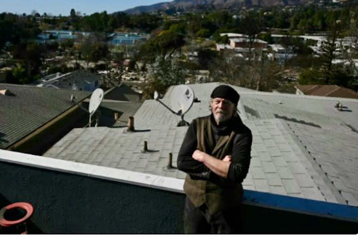 'Stubborn' janitor camps out amid rubble of Los Angeles fires