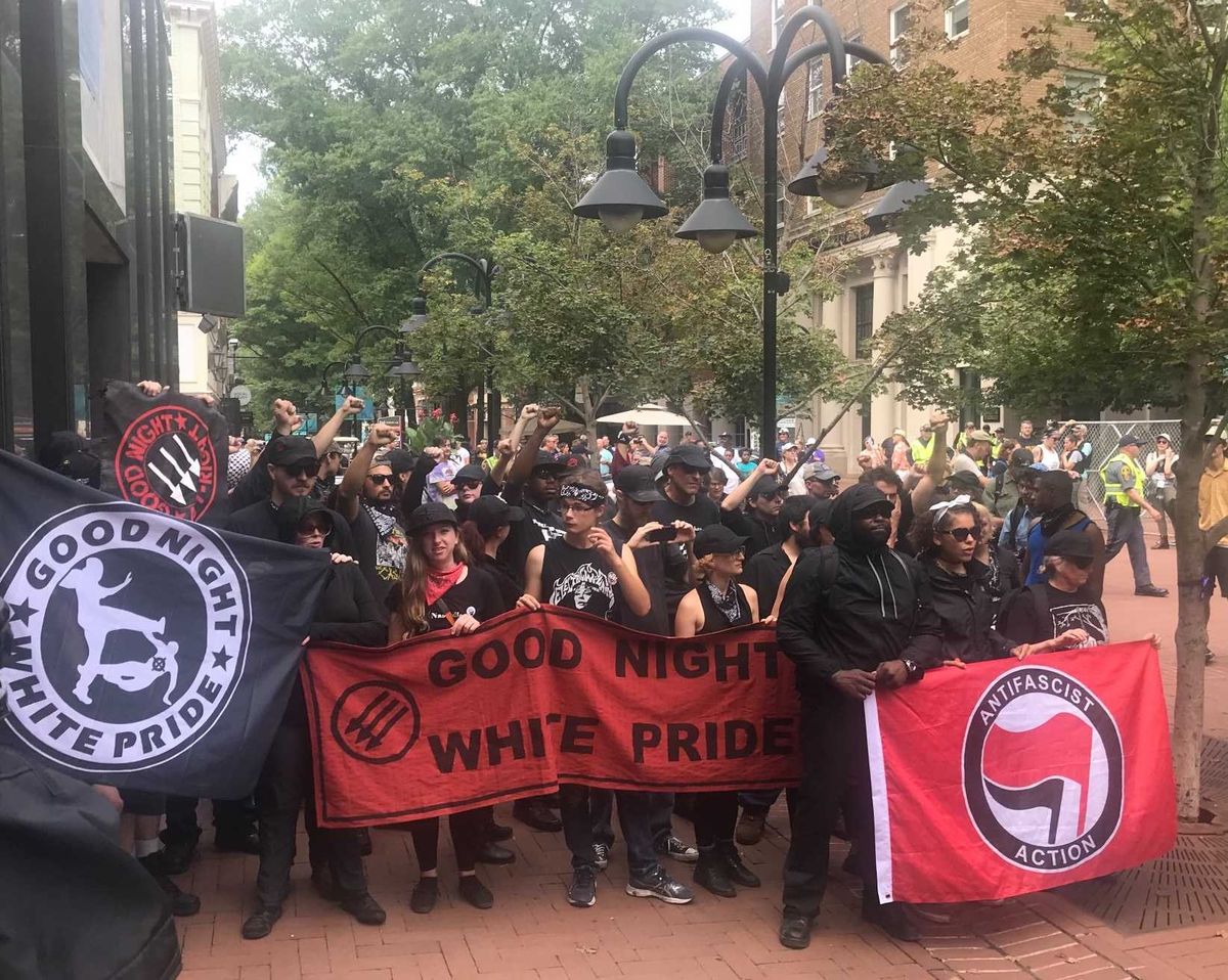 Anti-fascist marchers