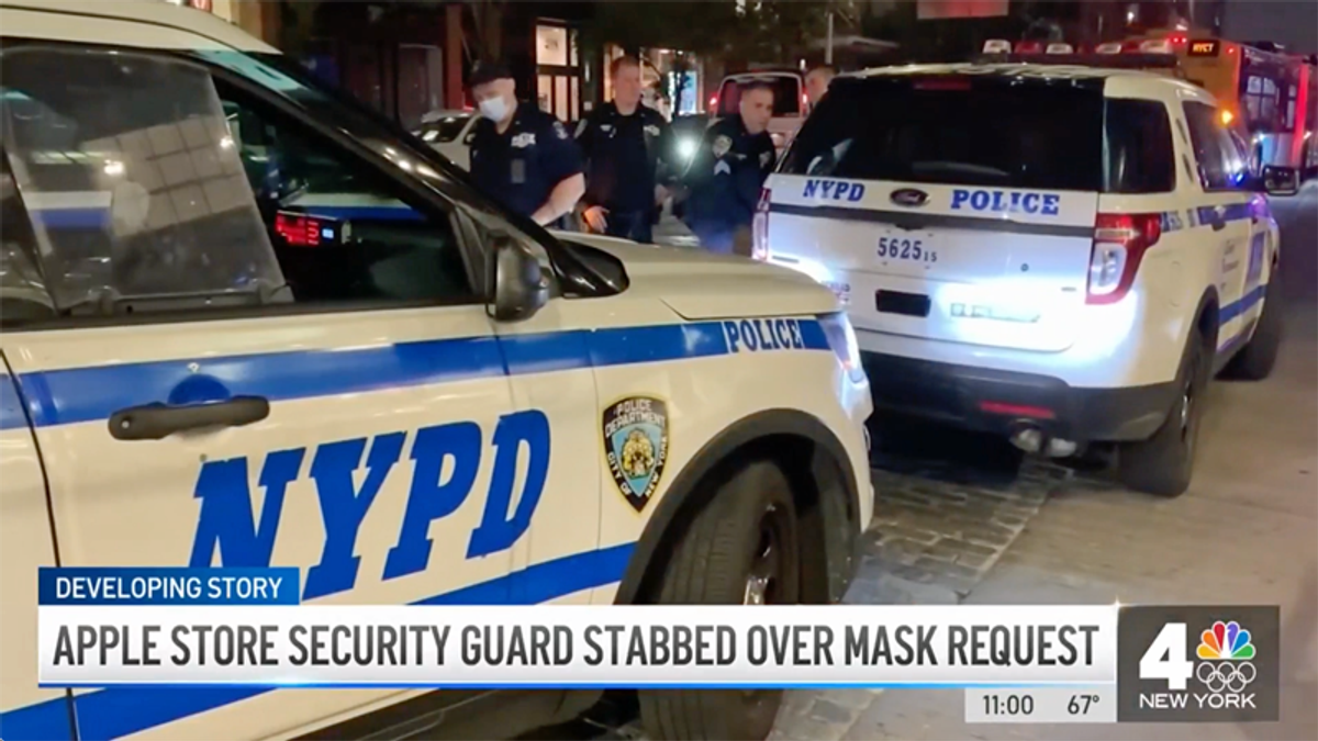 Apple Store guard stabbed in mask dispute — suspect remains at large: report