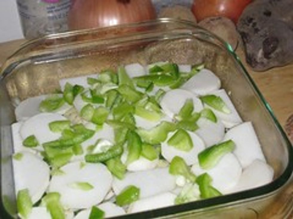Assembling turnip gratin