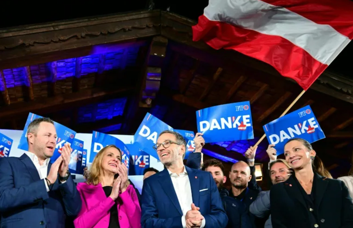 Austria far-right supporters toast historic victory