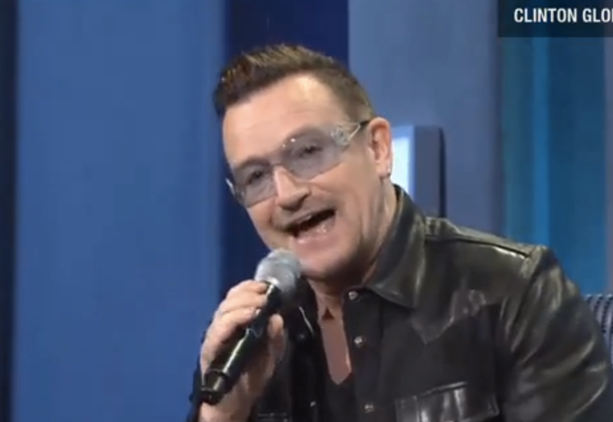 U2 members perform at Kyiv subway station turned bomb shelter