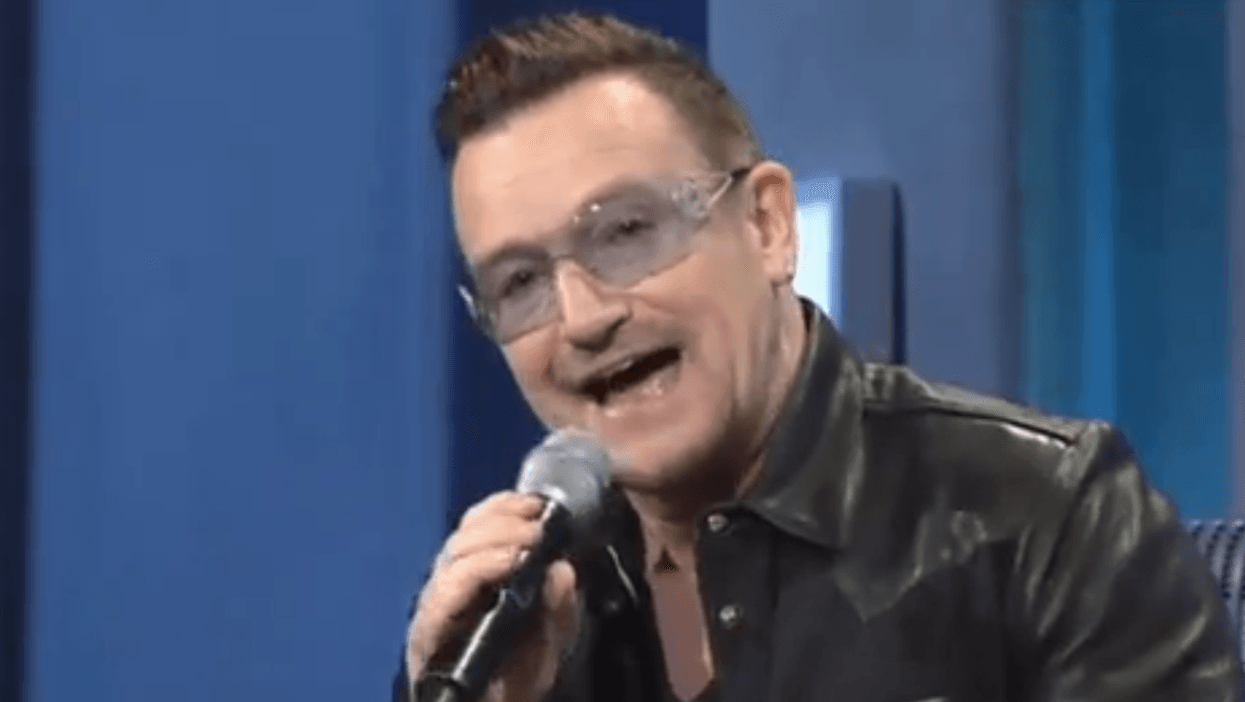 U2 members perform at Kyiv subway station turned bomb shelter