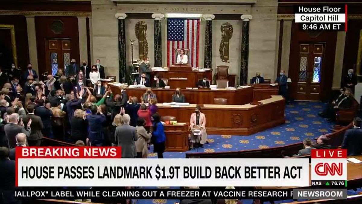 WATCH: Democrats literally jump for joy as Congress passes Build Back Better