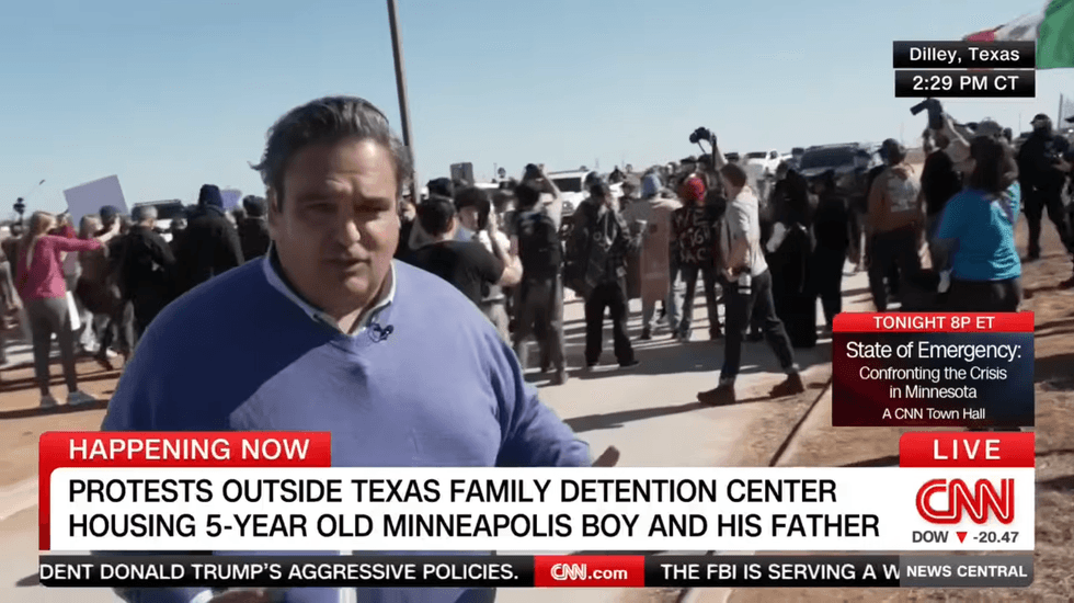 'Oh!' CNN reporter startled as chaos erupts outside ICE facility