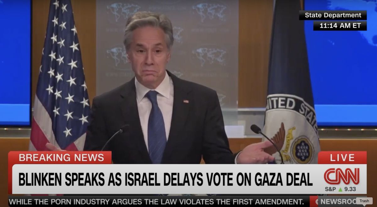 Watch: Protester prevents Antony Blinken from giving new details on hostage deal