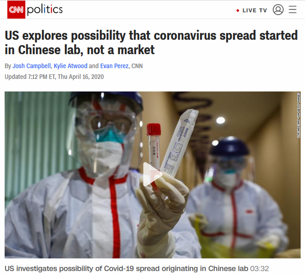 CNN: US explores possibility that coronavirus spread started in Chinese lab, not a market