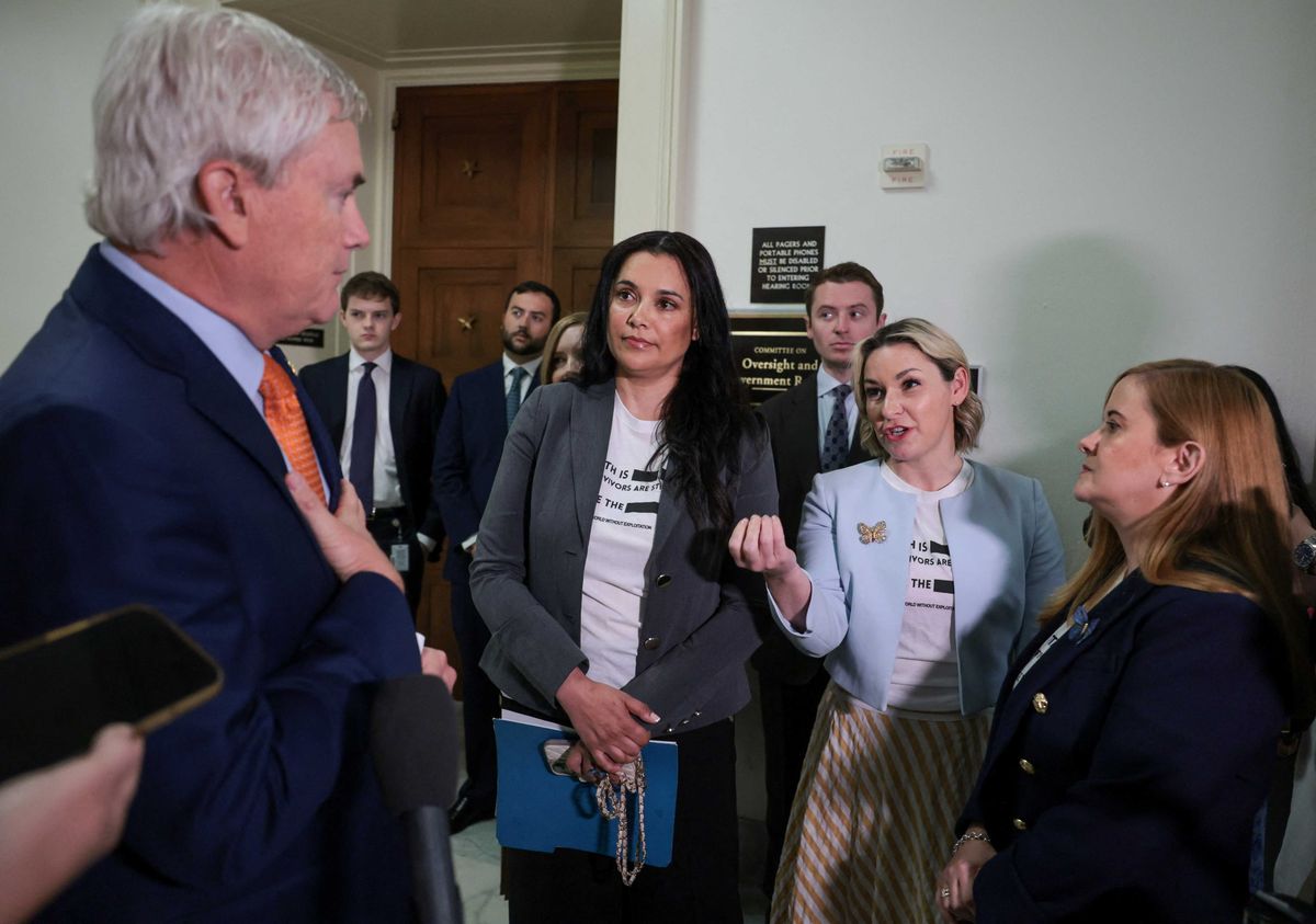 James Comer sweats as he's cornered by Epstein survivors before Pam Bondi grilling