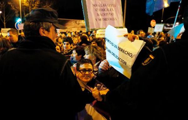 Thousands of pro-choice activists march in Spain over new abortion restrictions
