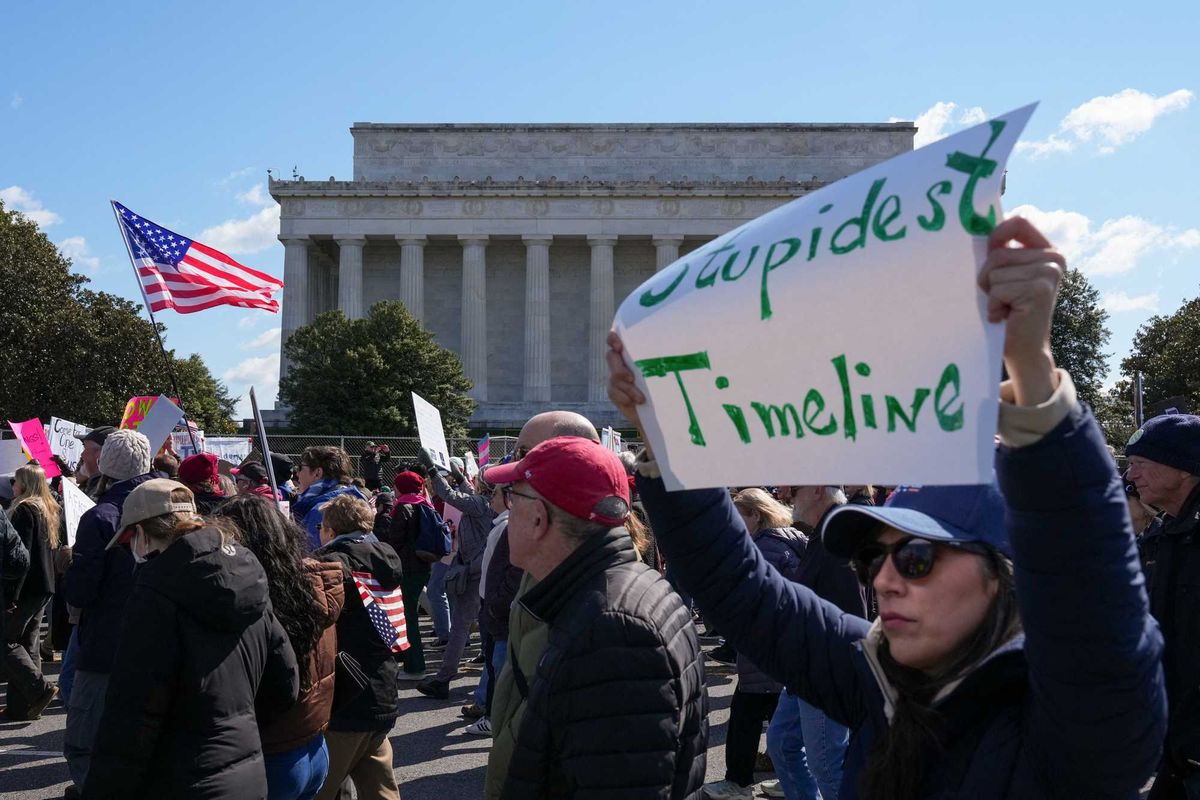 Red state city piles on charges for grandma arrested for crude costume at Trump protest