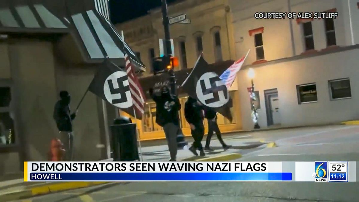 'Hail Hitler and hail Trump': People wave Nazi flags outside Jewish play in Michigan