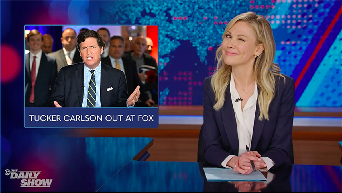 Daily Show: Tucker Carlson's leaving creates 'a huge white power vacuum at Fox'
