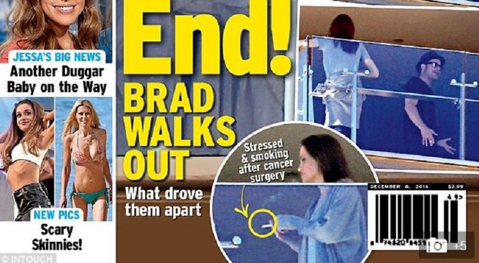 After a preventative double-mastectomy, what is Angelina Jolie doing with a cigarette?