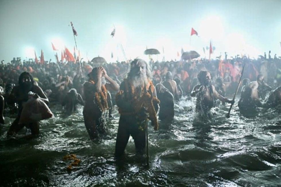 Holy dips at India's giant Hindu festival come with challenge