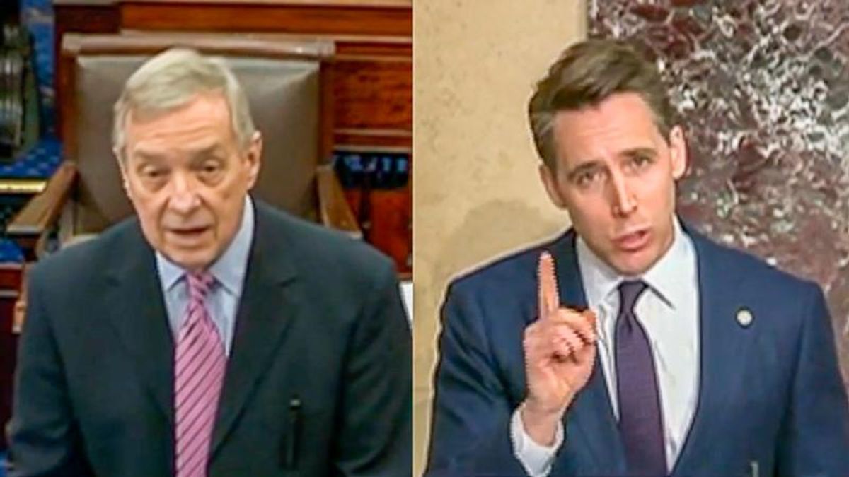 Dick Durbin scolds Josh Hawley on Senate floor over QAnon-backed bill: 'They're cheering this on'