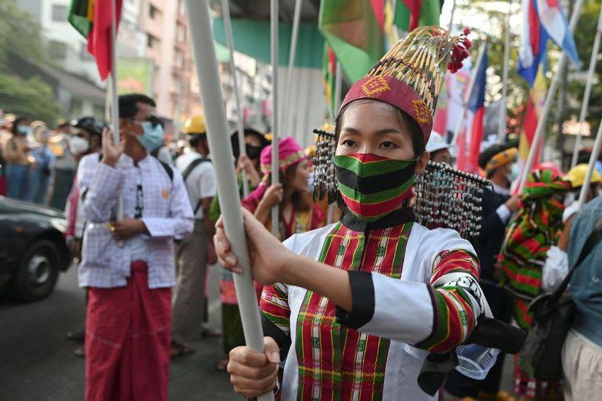 Myanmar protesters voice defiance as junta reminds of 'external threats'