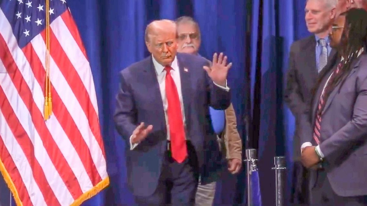 Watch: Trump gleefully dances off New Hampshire stage after addressing Israel attack