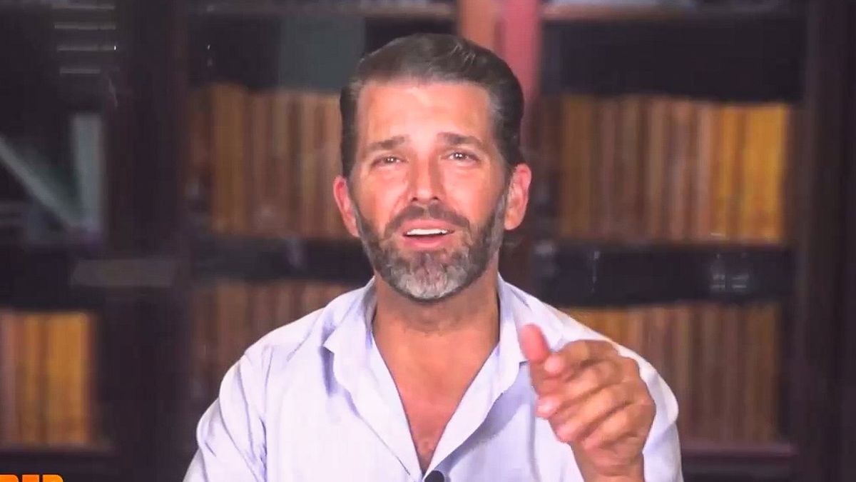 Don Trump Jr. laughs out loud as he says father faces 'jail for over 450 years'