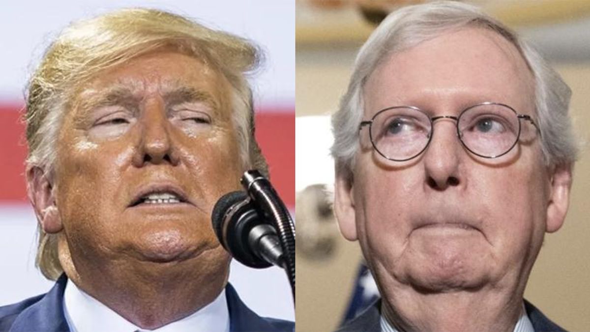 Trump hits out at 'Old Crow' Mitch McConnell who he claims is trying to 'bail out' Biden: 'Don't do it!'