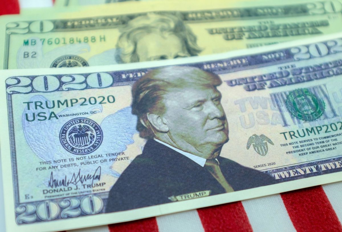 Donald Trump on a fake $2020 bill