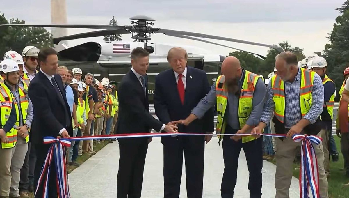 'Hilarious and depressing': Disbelief as Trump's ribbon-cutting drowns in static after ban
