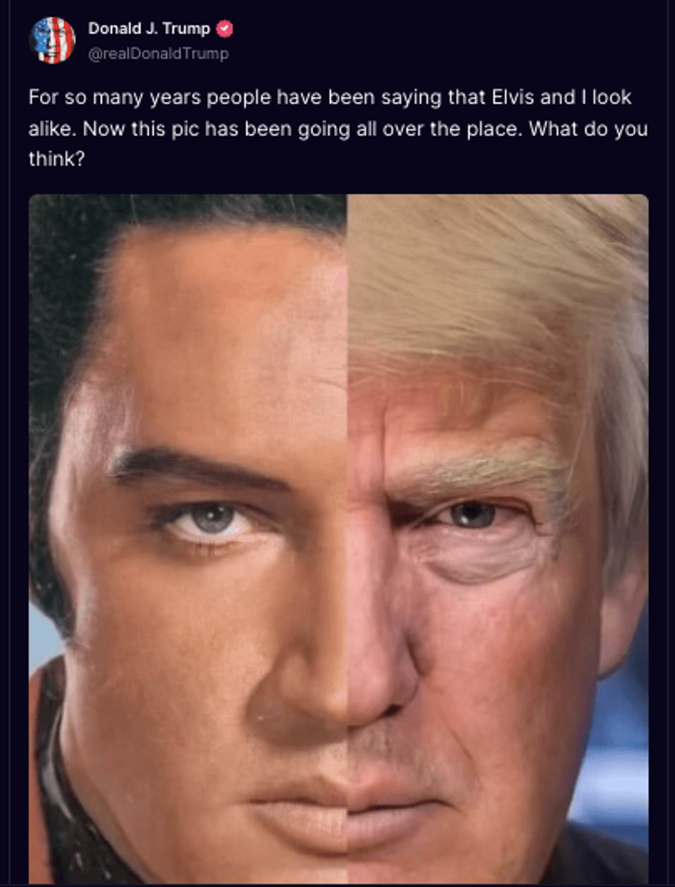 Donald Trump's elvis post on Truth Social