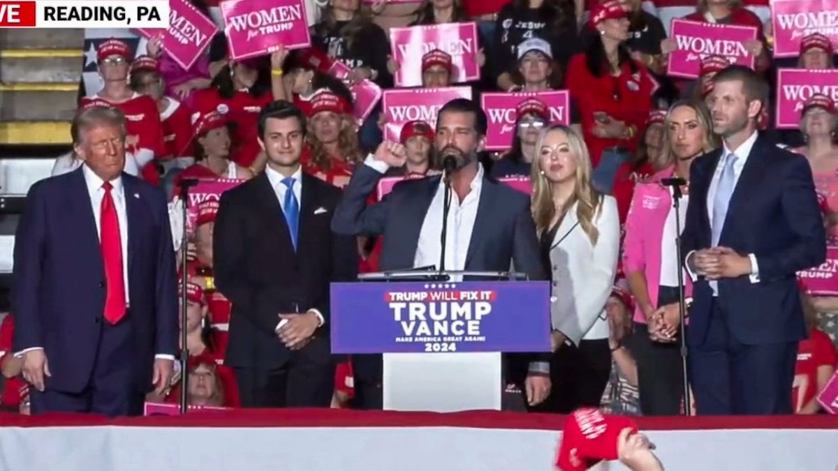 Ivanka and Melania skip rally as Trump family appears on stage in bid for women voters