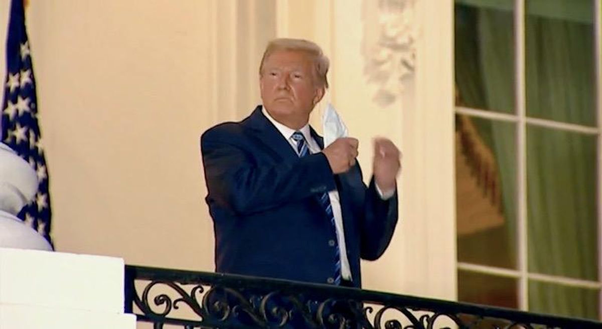 Trump was likely contagious, posed risk to staff when he defiantly removed mask after COVID hospitalization: report