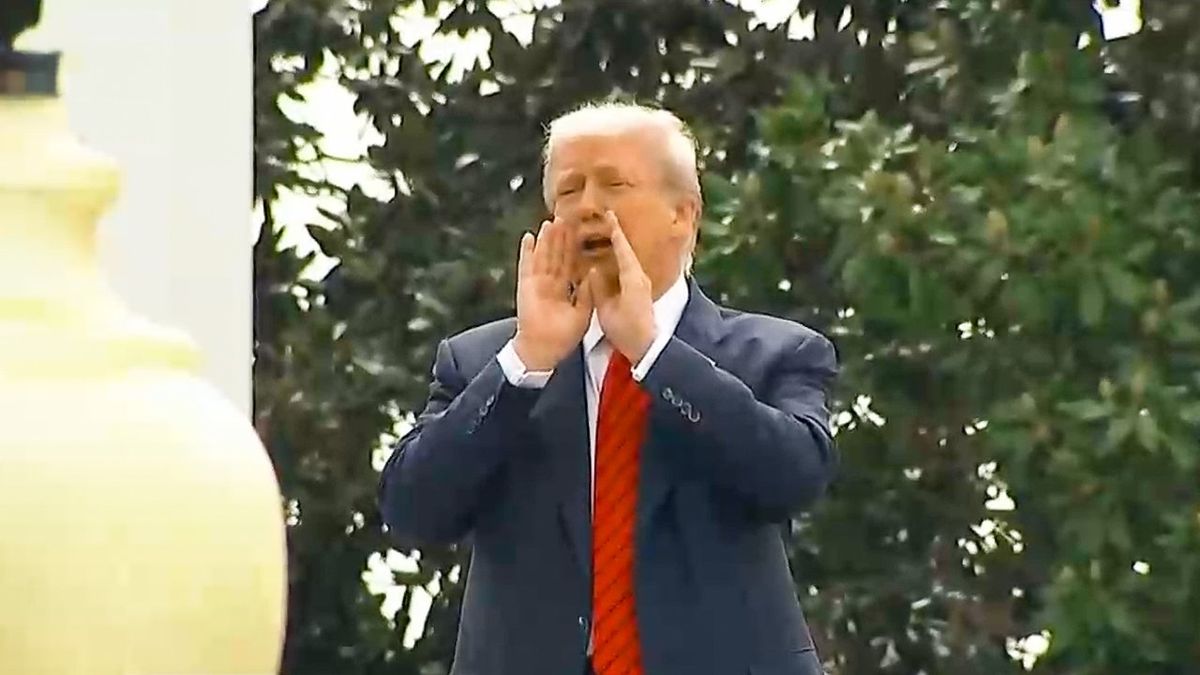 Trump yells from White House roof in bizarre impromptu press conference