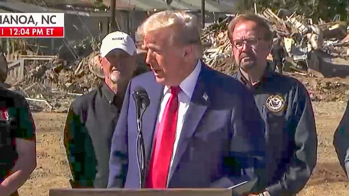 Trump praised for having 'dust' on his shoes at campaign stunt in hurricane-ravaged NC