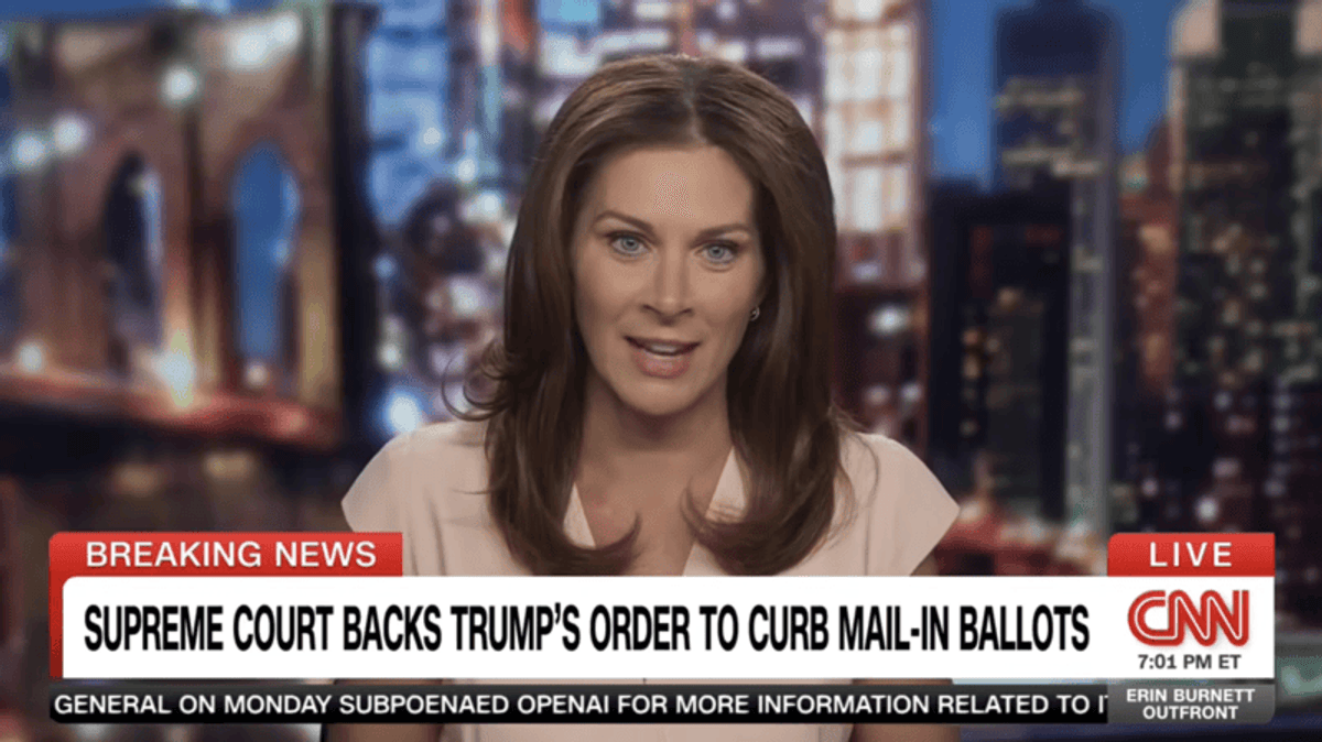 'Bad for thee but not for me': Erin Burnett torches Trump with his own mail ballot words