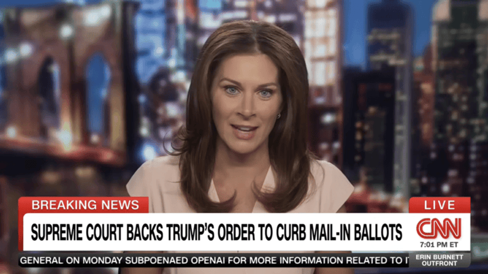 'Bad for thee but not for me': Erin Burnett torches Trump with his own mail ballot words