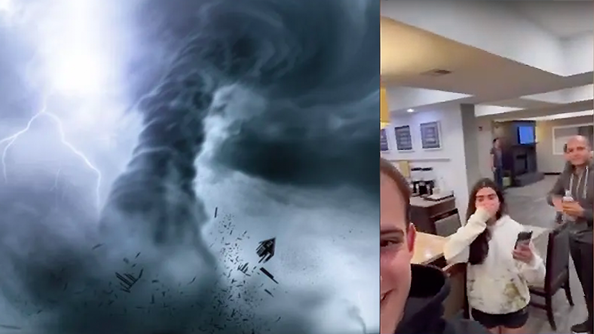 Watch: Tourist family in shock as Oklahoma tornado rips roof off their hotel