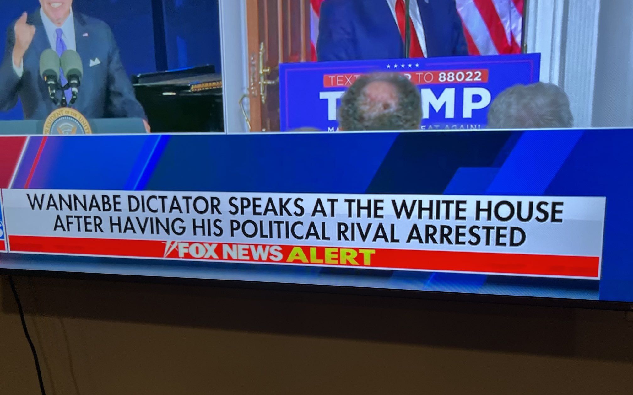 Fox News banner refers to Joe Biden as 'wannabe dictator' who had his 'rival arrested'
