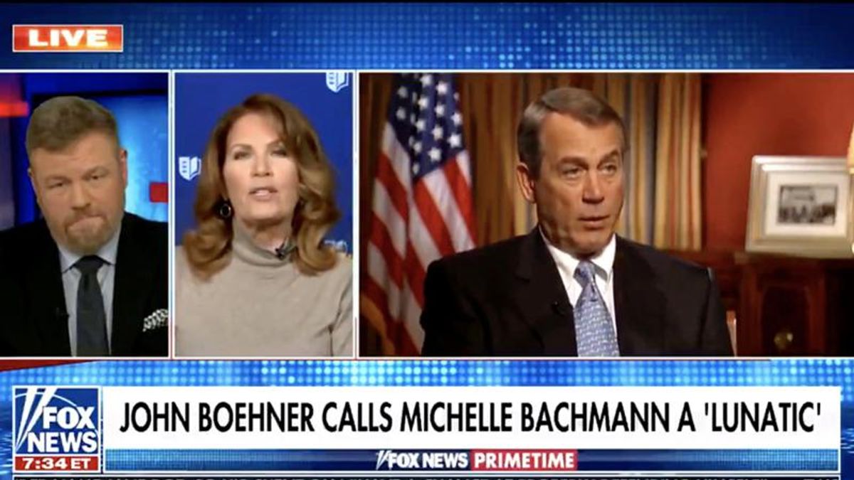 Michele Bachmann goes berserk on John Boehner for calling Fox News viewers 'lunatics'