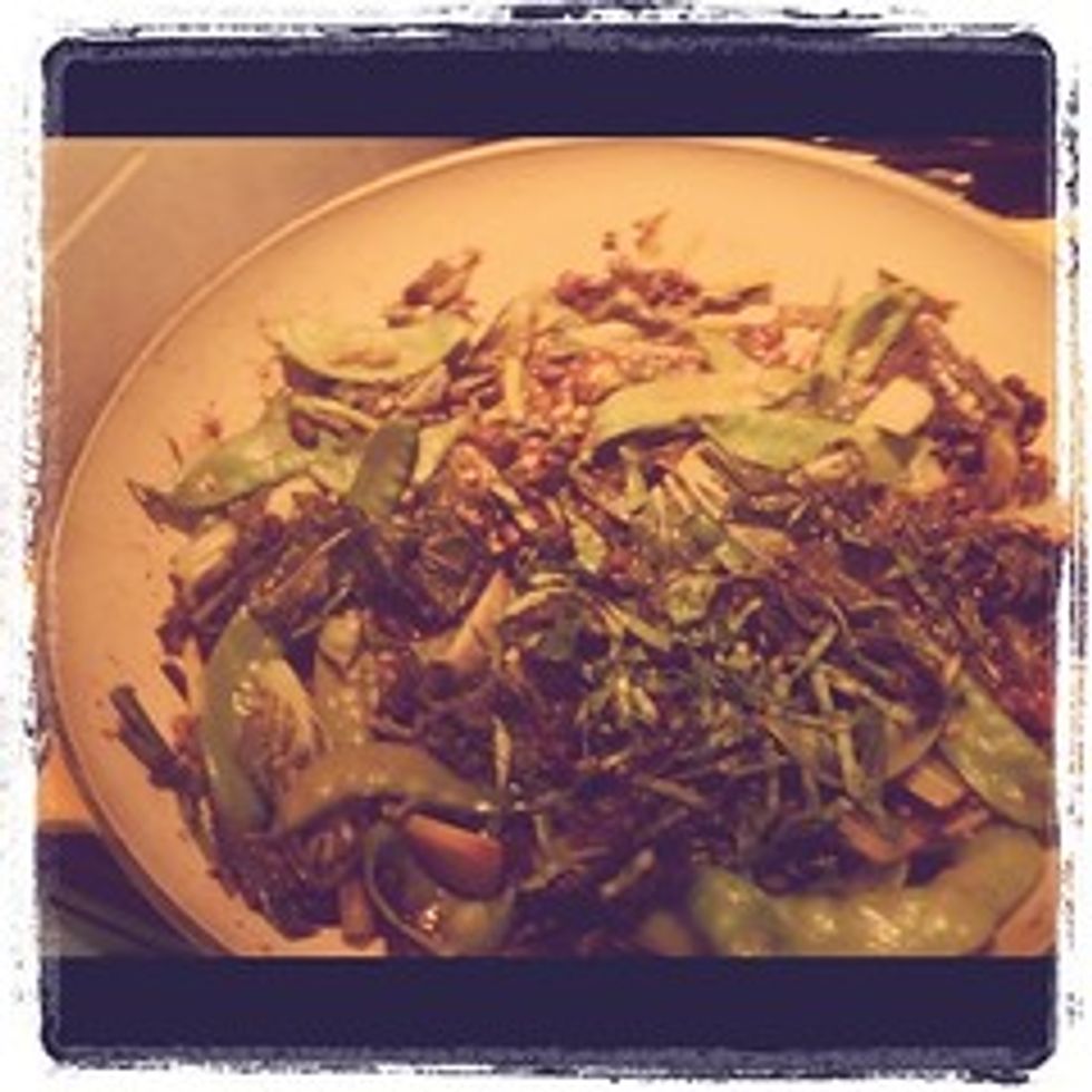 Greens and snap peas