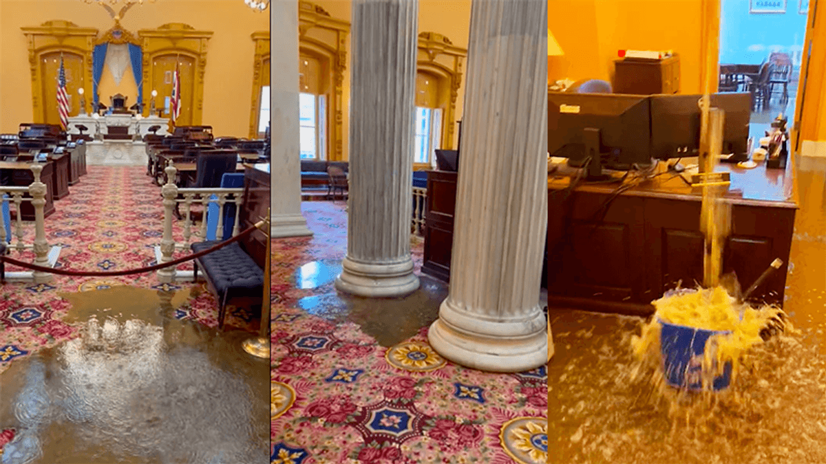 Freezing temperatures burst pipes in one of the oldest working statehouses in the US