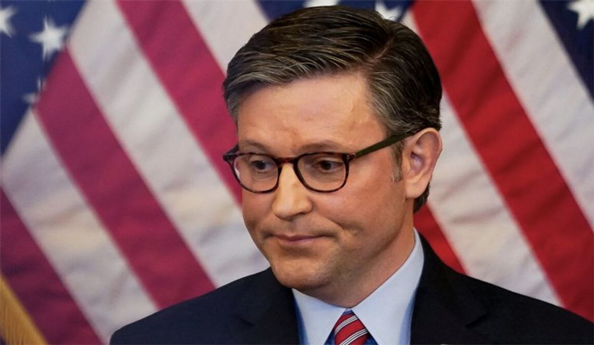 House Speaker Mike Johnson (R-LA) addresses questions about the pending vote to expel U.S. Rep. George Santos (R-NY) during a press conference at the U.S. Capitol in Washington, U.S., November 29, 2023. REUTERS/Elizabeth Frantz/File Photo