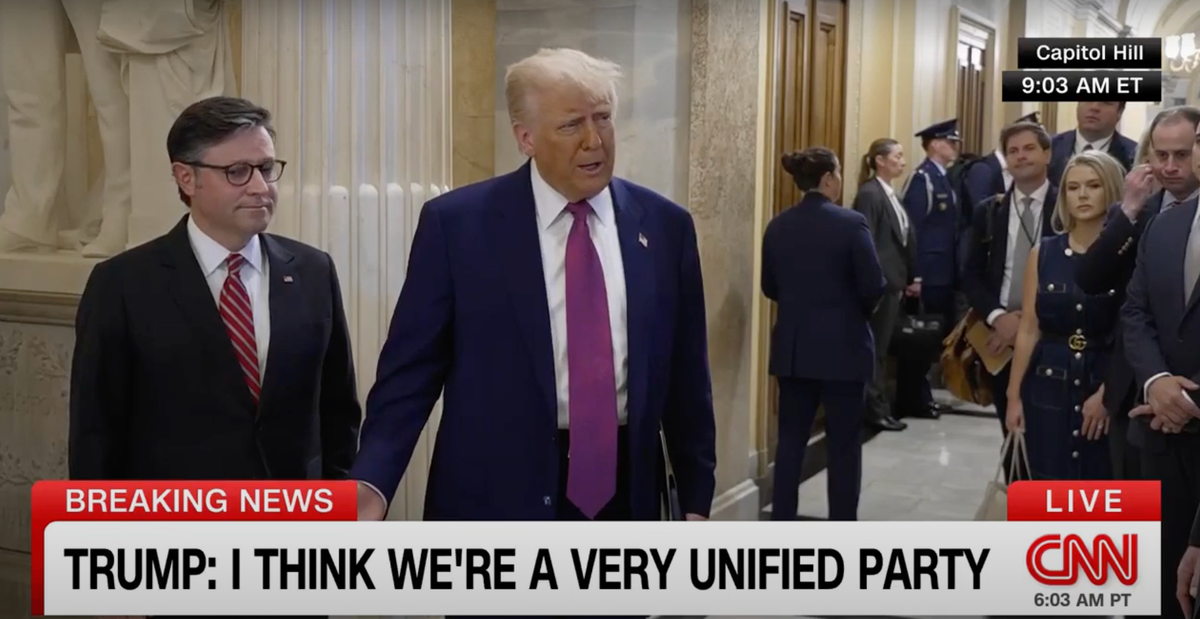 Trump goes off rails on unscripted rant while pushing spending bill on Capitol Hill