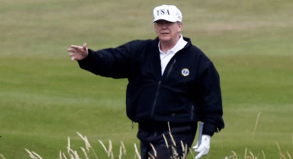 Protesters vandalize Trump's Scottish golf resort