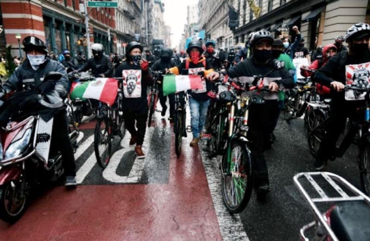 New York's 'essential' food delivery workers demand rights