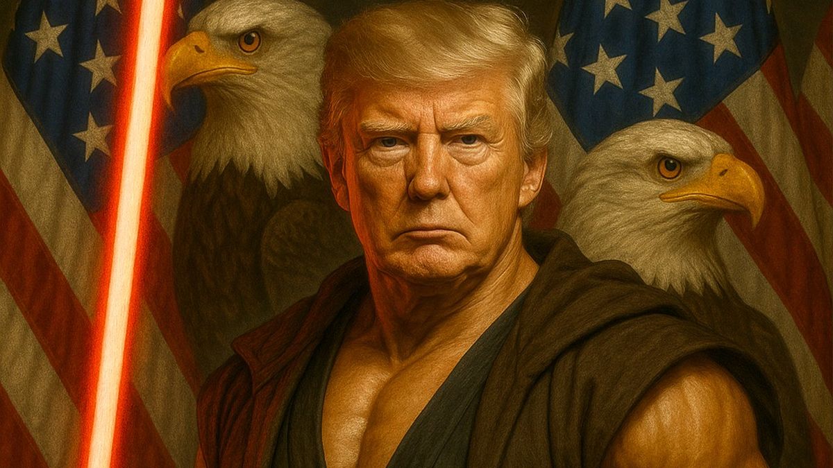 'Kool-Aid guzzling cult': White House mocked for picture of Trump holding red lightsaber