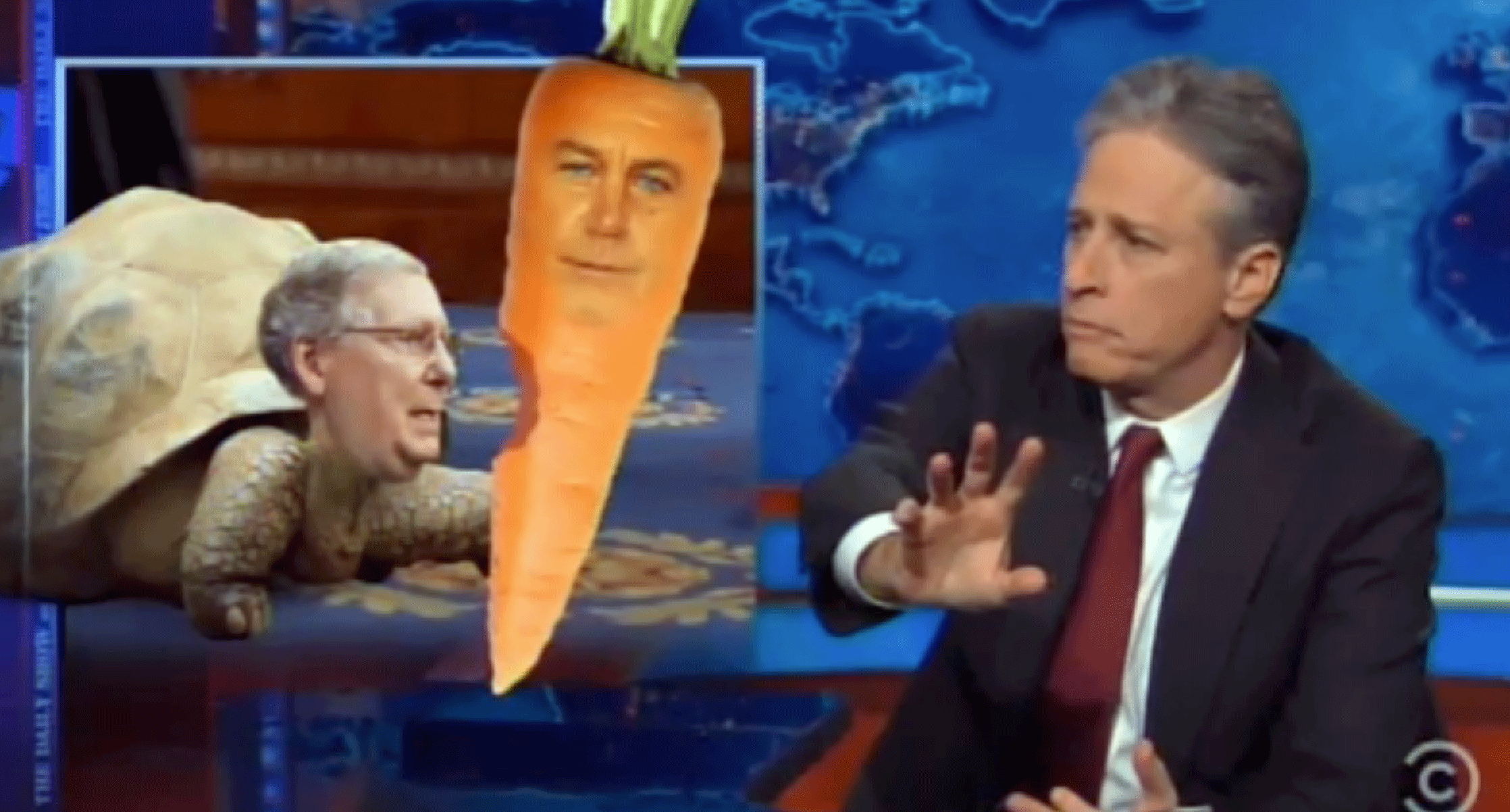 Jon Stewart mocks John Boehner: House GOP you claim to control told you to 'kissy-face their ass'