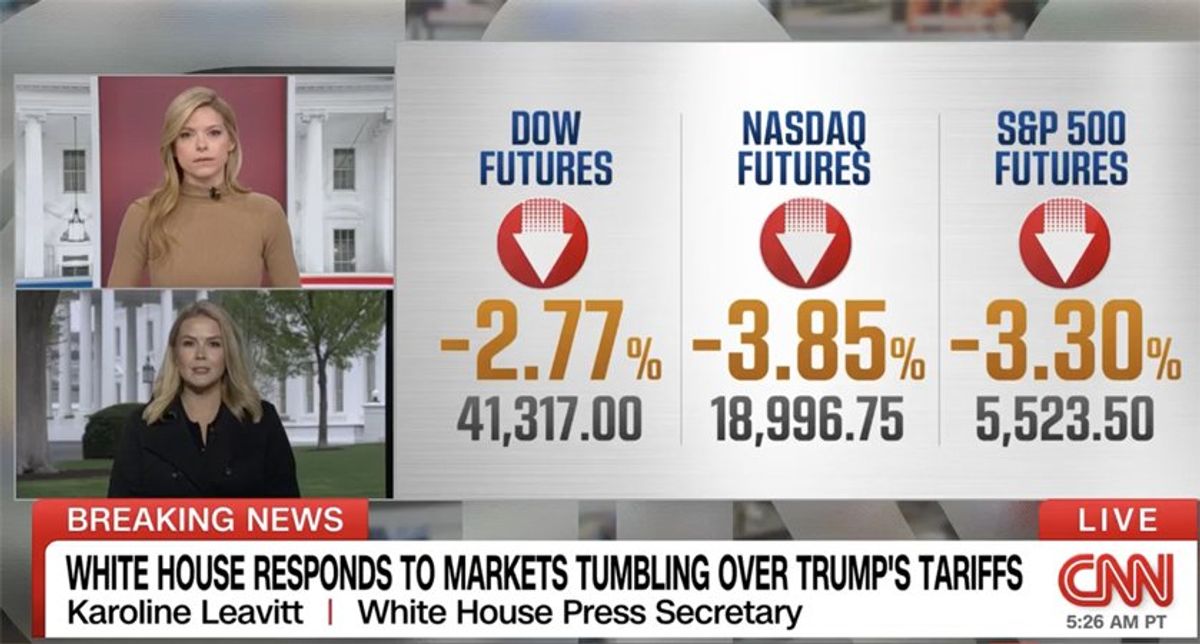 Trump spokesperson scrambles to defend tariffs as CNN graphics show stock market sinking